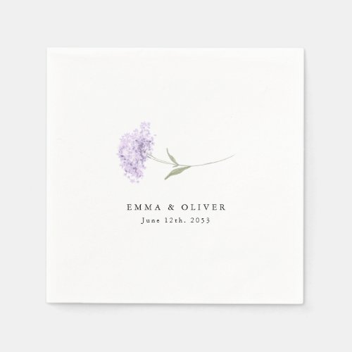 Lavender Lilac Hydrangea Personalized Wedding Napkins