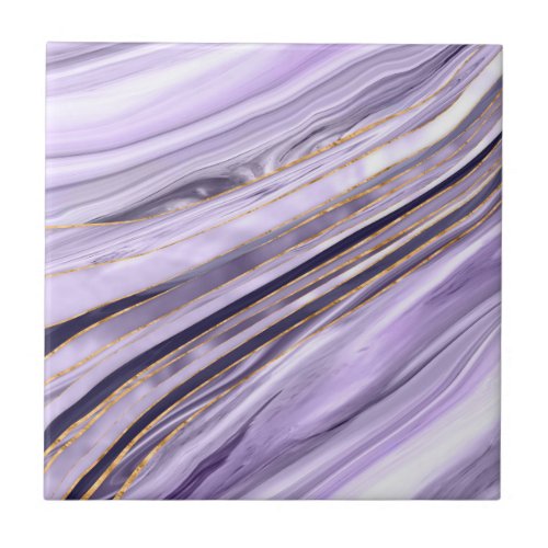 Lavender Lilac Marble flow Ceramic Tile