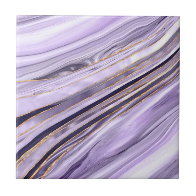 Lavender Lilac Marble flow Ceramic Tile (Front)