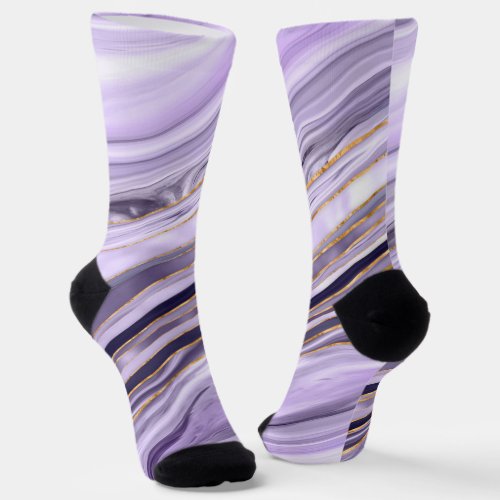 Lavender Lilac Marble flow Socks