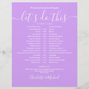Lavender Lilac Modern Wedding Schedule Timeline