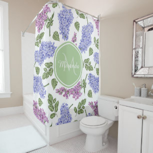 Lavender Lilac Monogram Shower Curtain