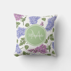Lavender Lilac Monogram Throw Pillow