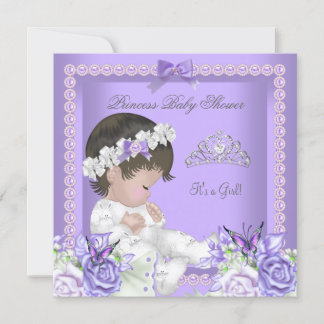 Lavender Lilac Pearl Gray Baby Shower Girl C Invitation