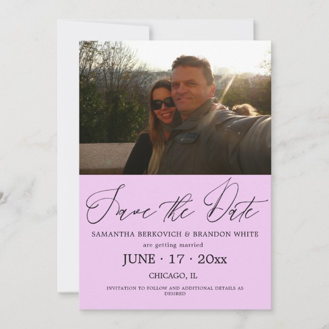 Lavender Lilac Photo Save the date Invitation (Front)