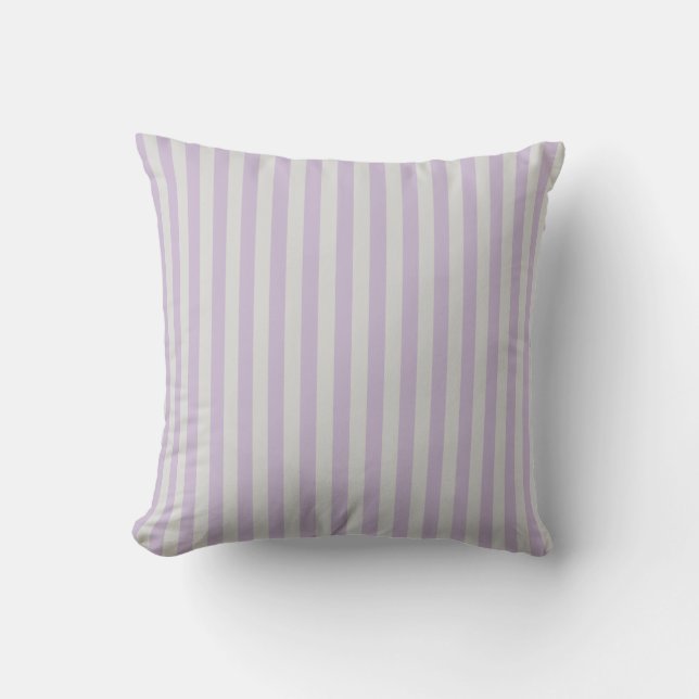 Lavender Lilac Purple and Gray Stripes Throw Pillow (Front)