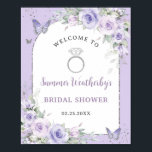 Lavender Lilac Purple Floral Bridal Shower Welcome Poster<br><div class="desc">Personalize this elegant floral welcome sign easily and quickly. Simply click the "Edit Using Design Tool" button to modify the text, wording, font style, font size, and font color. You can also add or remove text, and move or remove images. The butterflies and ring are movable, resizable, duplicatable, and removable,...</div>