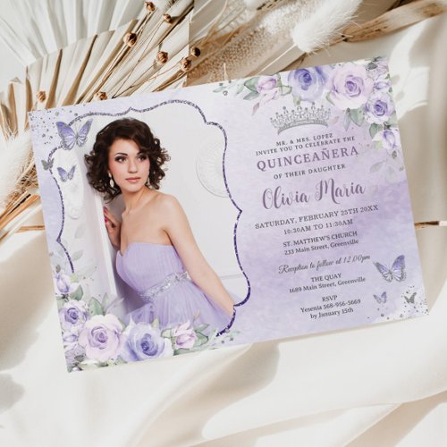 Lavender Lilac Purple Floral Photo Quinceañera