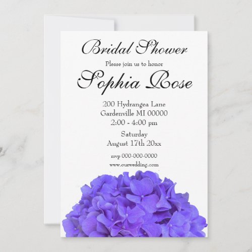 Lavender lilac purple Hydrangeas  Invitation