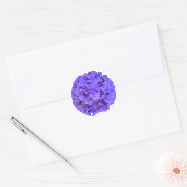 Lavender lilac purple Hydrangeas purple Flowers Classic Round Sticker (Envelope)