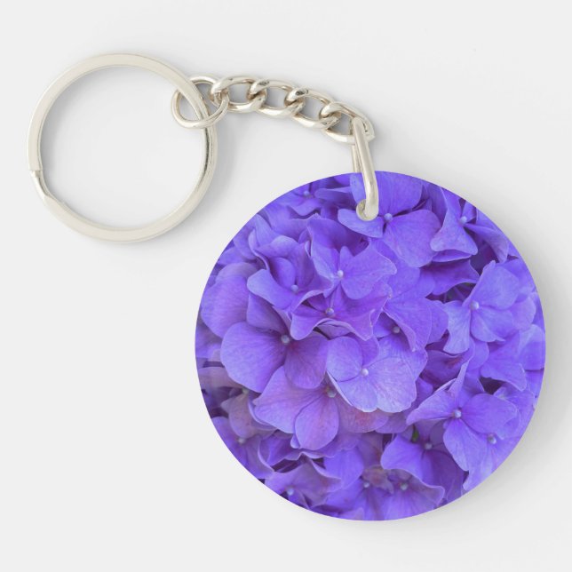 Lavender lilac purple Hydrangeas purple Flowers Keychain (Front)