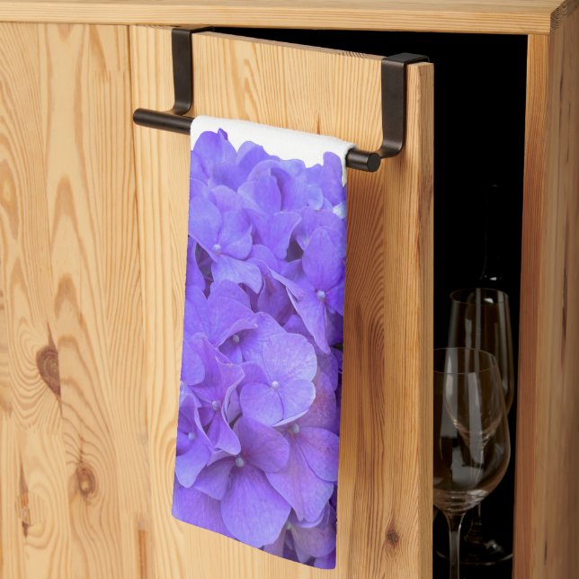 Lavender lilac purple Hydrangeas purple Flowers Kitchen Towel (Thirds Fold)