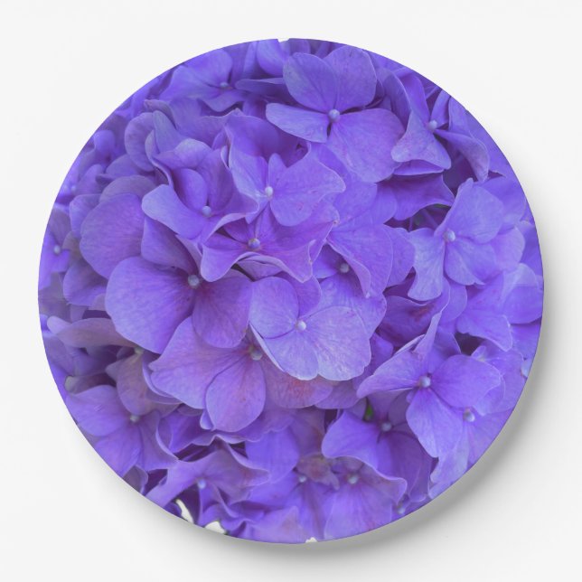 Lavender lilac purple Hydrangeas purple Flowers Paper Plates (Front)