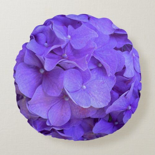 Lavender lilac purple Hydrangeas purple Flowers Round Pillow