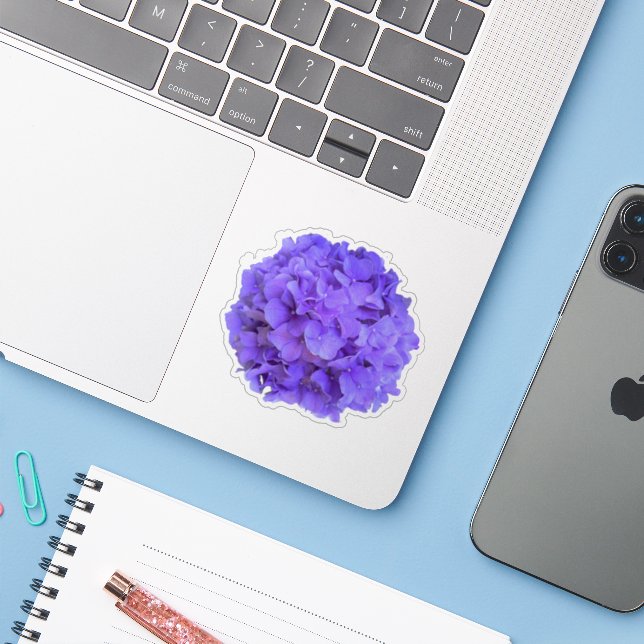 Lavender lilac purple Hydrangeas purple Flowers Sticker (Laptop w/ iPhone)