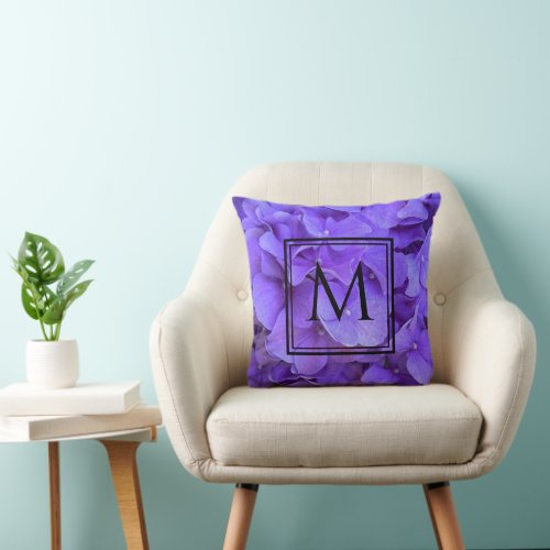 Lavender lilac purple Hydrangeas purple Flowers Throw Pillow