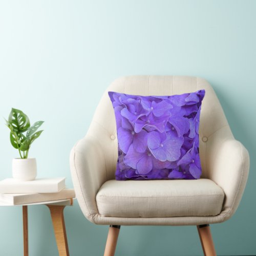 Lavender lilac purple Hydrangeas purple Flowers Throw Pillow