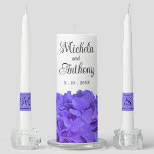 Lavender lilac purple Hydrangeas purple Flowers Unity Candle Set