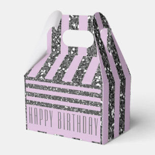 Lavender Lilac Purple Silver Glitter Stripes Party Favor Boxes