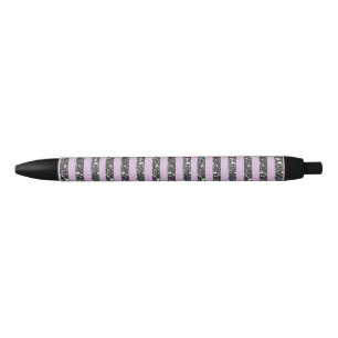 Lavender Lilac Purple Silver Glitter Stripes Pen
