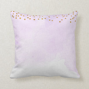 Lavender Lilac Purple Watercolor Gold Glitter Throw Pillow