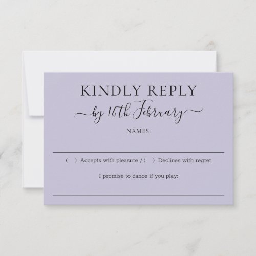 Lavender Lilac Purple Wedding Kindly Reply