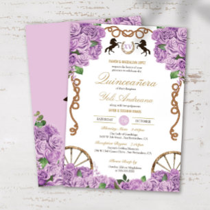 Lavender Lilac Roses Western Charro Quinceanera Invitation