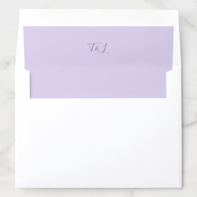 Lavender Lilac | Script Initials Wedding Envelope Liner (In Envelope)
