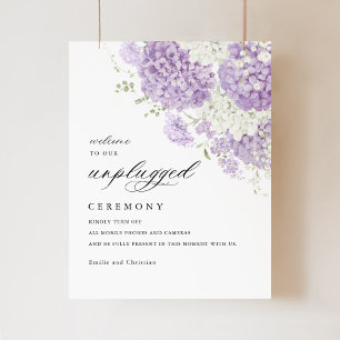 Lavender Lilac Unplugged Ceremony Wedding Sign