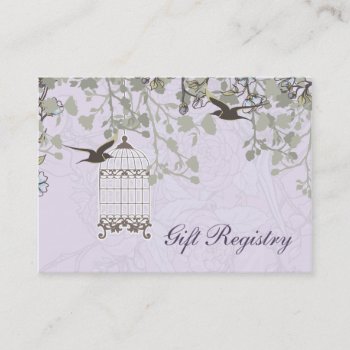 Lavender Lilac Vintage Birdcage Birds Wedding Business Card by blessedwedding at Zazzle