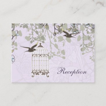 Lavender Lilac vintage birdcage birds wedding Enclosure Card