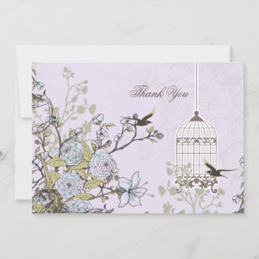 Lavender Lilac vintage birdcage birds wedding Invitation