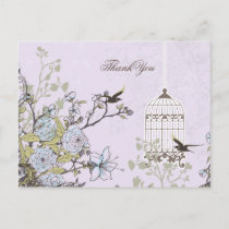 Lavender Lilac vintage birdcage birds wedding Postcard