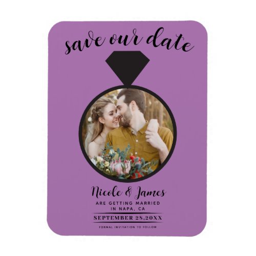 Lavender Lilac Wedding Ring Photo Save the Date Magnet