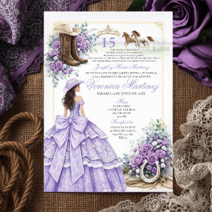 Lavender Lilac Western Quinceañera Invitation