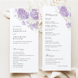 Lavender Lilac White Floral Wedding Ceremony Program