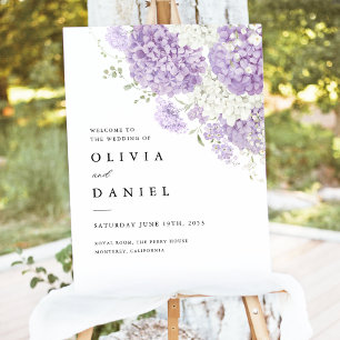 Lavender Lilac White Floral Wedding Welcome Sign
