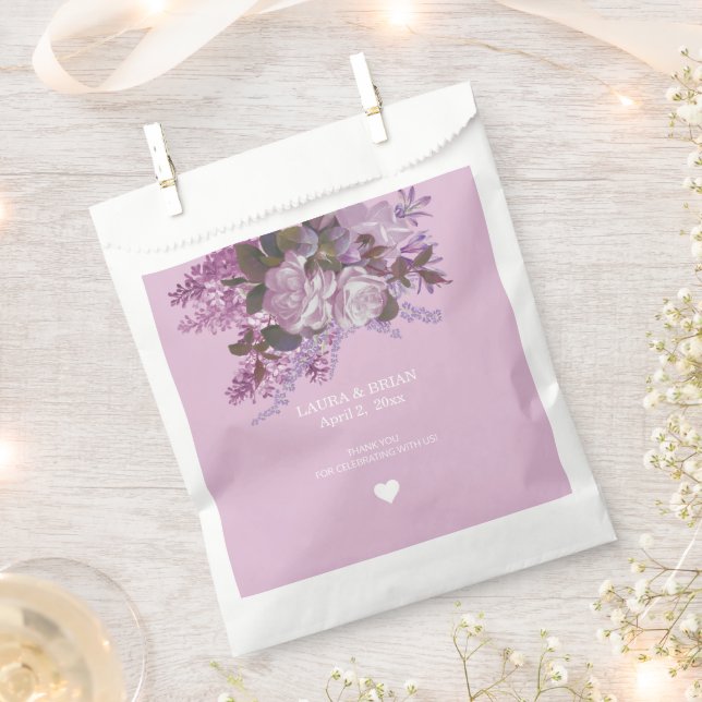 Lavender, Lilacs and Roses, Wedding  Favor Bag (Clipped)