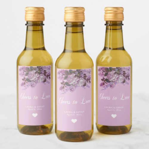 Lavender Lilacs and Roses Wedding  Wine Label