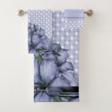 Lavender Lilies Checks Stripes Bath Towel Set