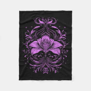 Lavender Lily Purple Wildflower Gothic Dark Design Fleece Blanket