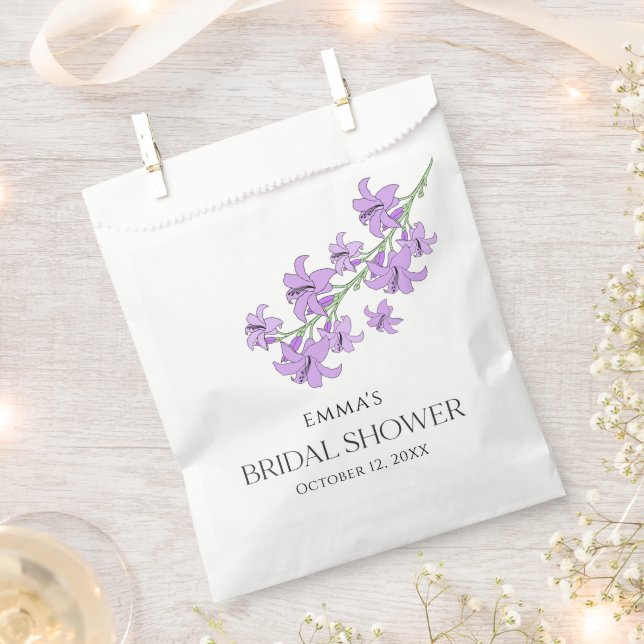  Lavender Lily Vine Bridal Shower Favor Bags (Clipped)