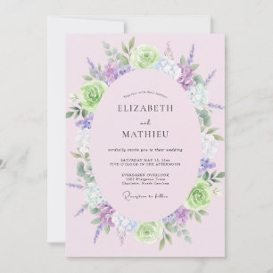 Lavender Lime Leafy Wedding Invitation
