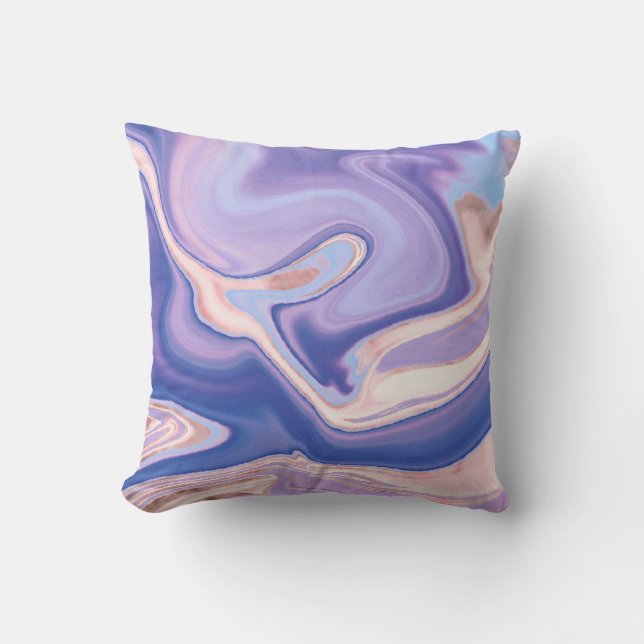 Lavender Liquid Marble Throw Pillow (Front)
