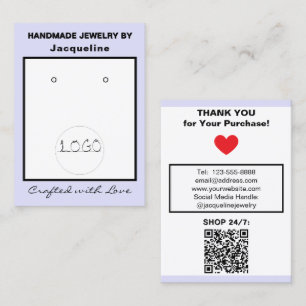 Lavender Logo Jewelry Earrings QR Code Business Card
