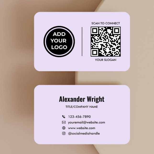 Lavender Logo Scan Code Contact Business Card  (Creator Uploaded)