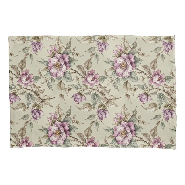 Lavender Long Stem Roses Pillow Case (Front)