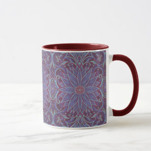 "Lavender lotus" bohemian floral arabesque pattern Mug