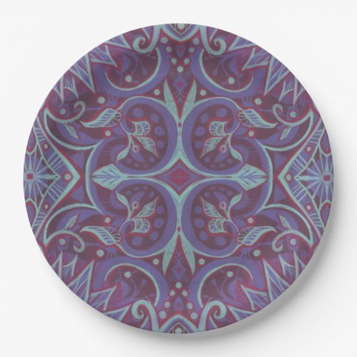 Lavender lotus floral arabesque pattern Dinner P Paper Plates