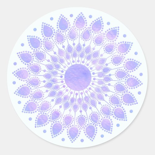 Lavender Lotus Floral Mandala Classic Round Sticker